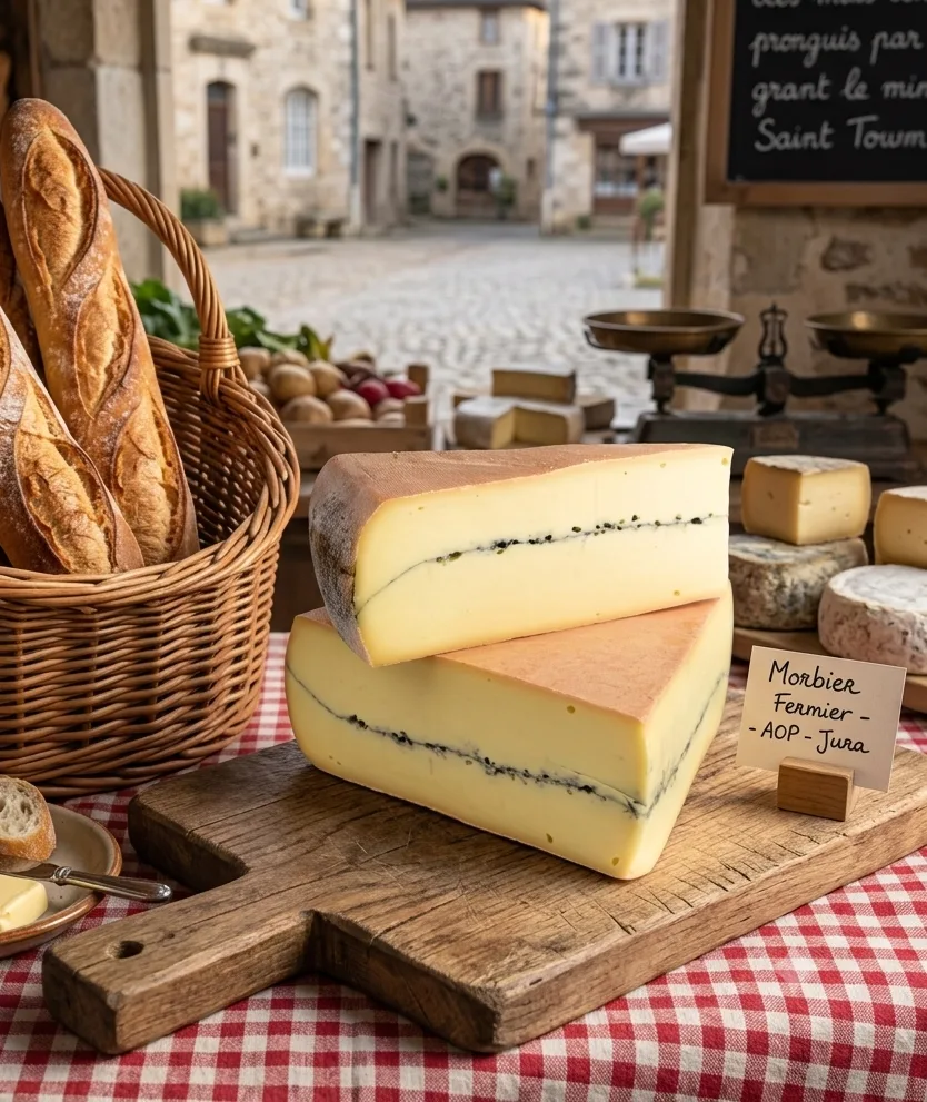 Morbier Jean Perrin BOB — Franse kaas met de kenmerkende donkere streep door het midden.