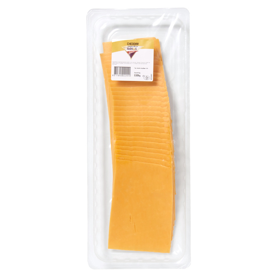 Cheddar gesneden op schaal